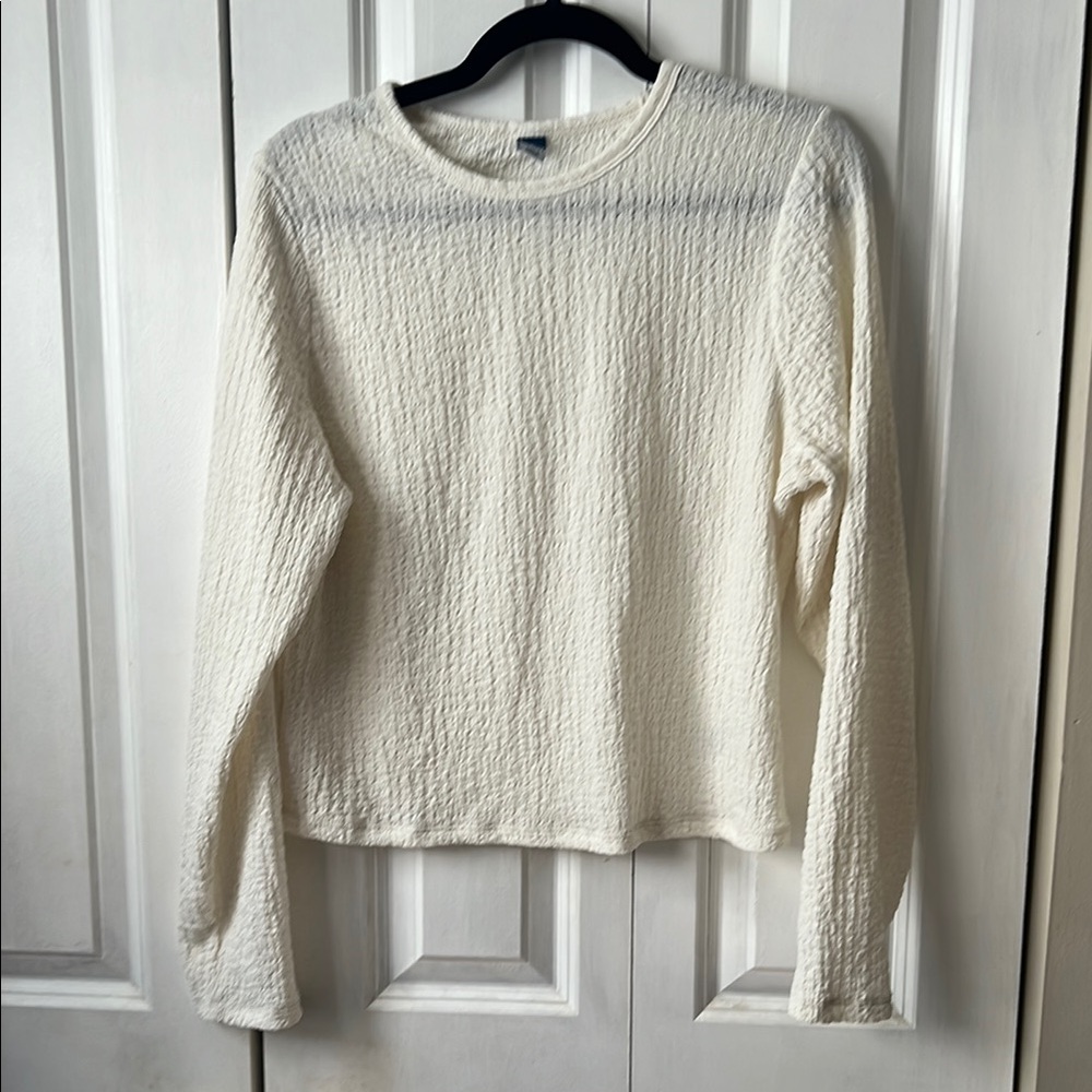 Old Navy Cream Textured Long Sleeve Top